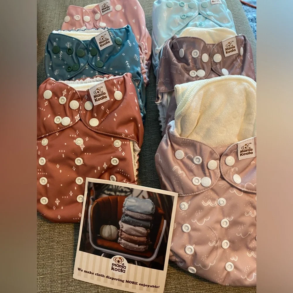 Mama Koala 3.0 Cloth Diapers for Babies with AWJ Lining, 6 Pack with 12 5-Layer